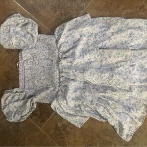 Altar'd State purple and Light Blue Floral Smocked Puff Sleeve Dress